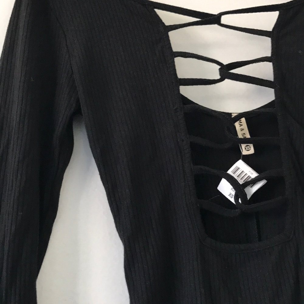 LF Emma and sam black lace up bodysuit - Picture 5 of 7